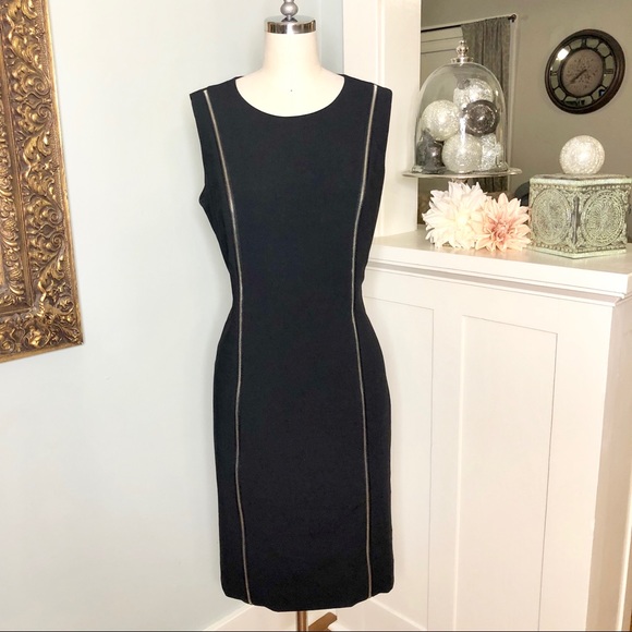 Calvin Klein Dresses & Skirts - Calvin Klein Black Sheath Dress w Silver Zippers